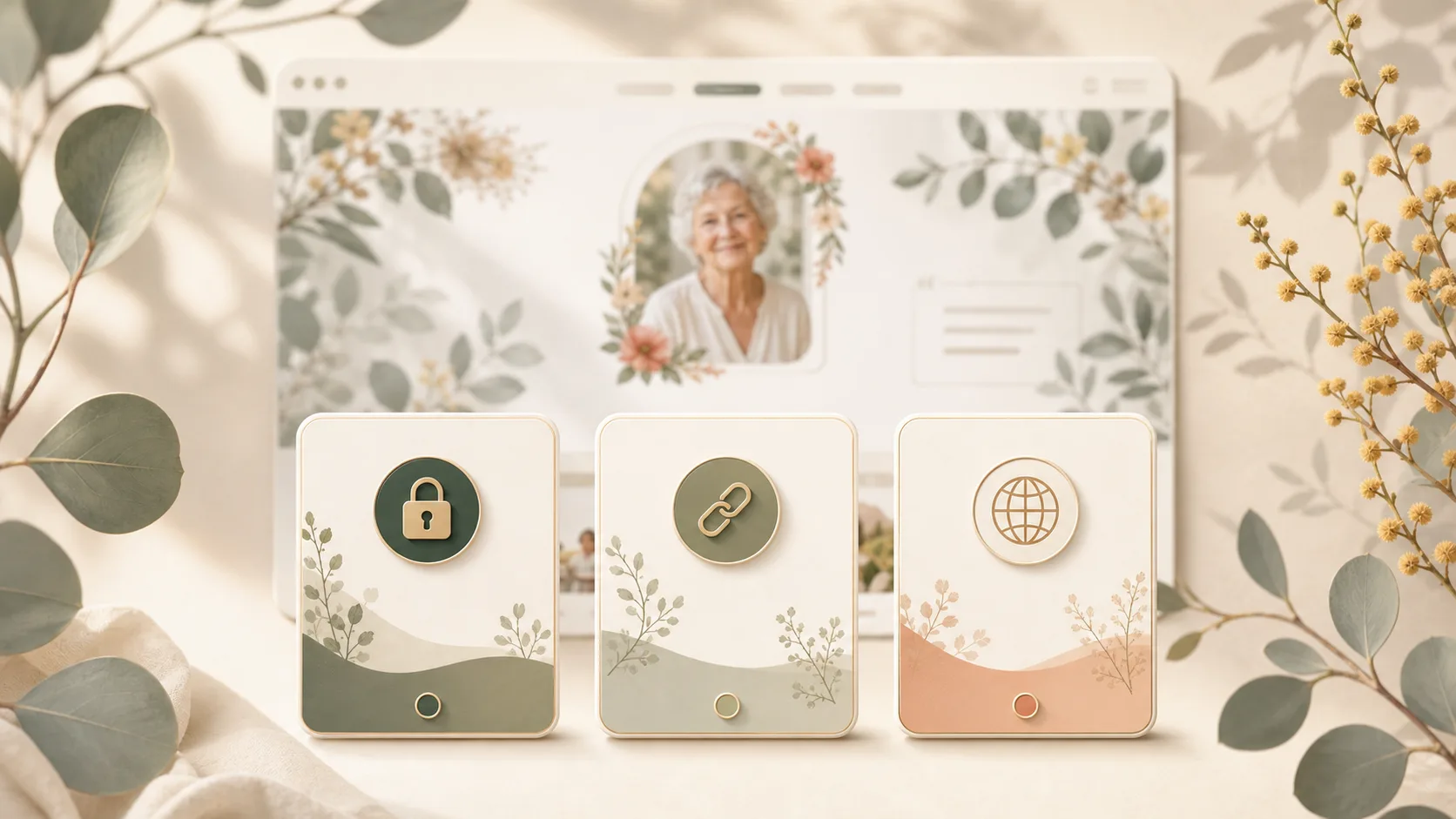 Public, link-only and private controls for an online memorial